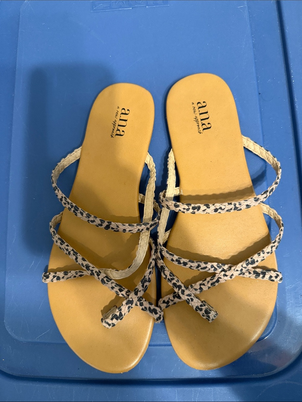 a.n.a Braided Strappy Sandals in Mustard Yellow with Black-White Braids